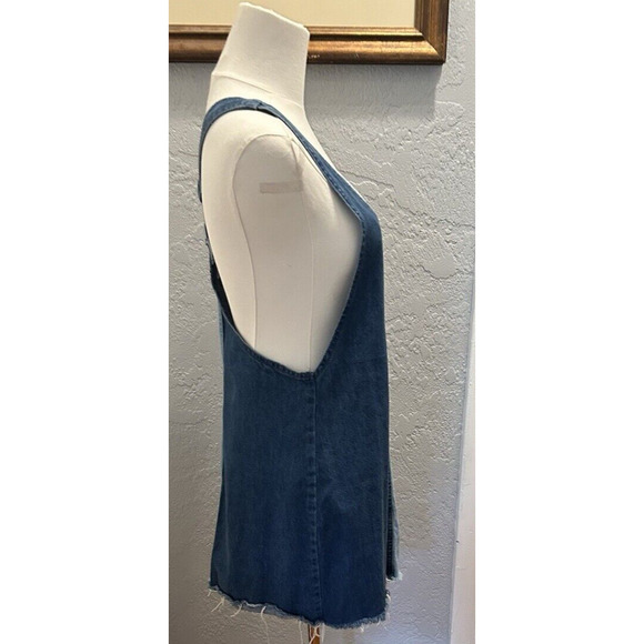 Divided H&M Denim Bib Overall Jumper Dress Women's 6 O-ring Racerback Trendy - Picture 5 of 9